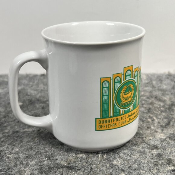 Dubai Police Officers Club Ceramic Coffee Mug & Lid Coaster Green Yellow Logo - Picture 11 of 16